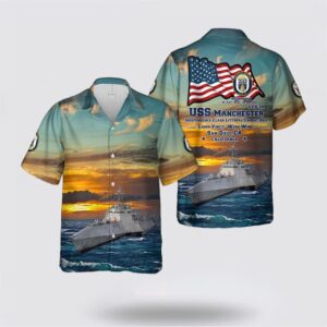 US Navy USS Manchester (LCS-14) Independence Class Littoral Combat Ship Hawaiian Shirt – Gift For Military Personnel