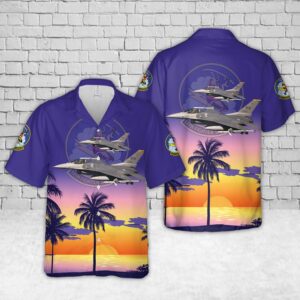 Us Air Force 14th Fighter Squadron F-16c Block 50 #92-3892 Hawaiian Shirt - Mens Hawaiian Shirt - US Air Force Gifts