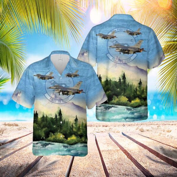 Us Air Force 35th Fighter Squadron F-16c Fighting Falcon Hawaiian Shirt – Hawaiian Outfit For Men – Gift For Young Adult