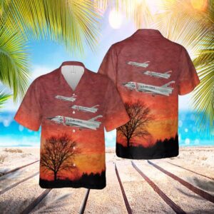 Us Air Force 87th Fis Red Bulls Convair F-106a Delta Dart Hawaiian Shirt - Hawaiian Outfit For Men