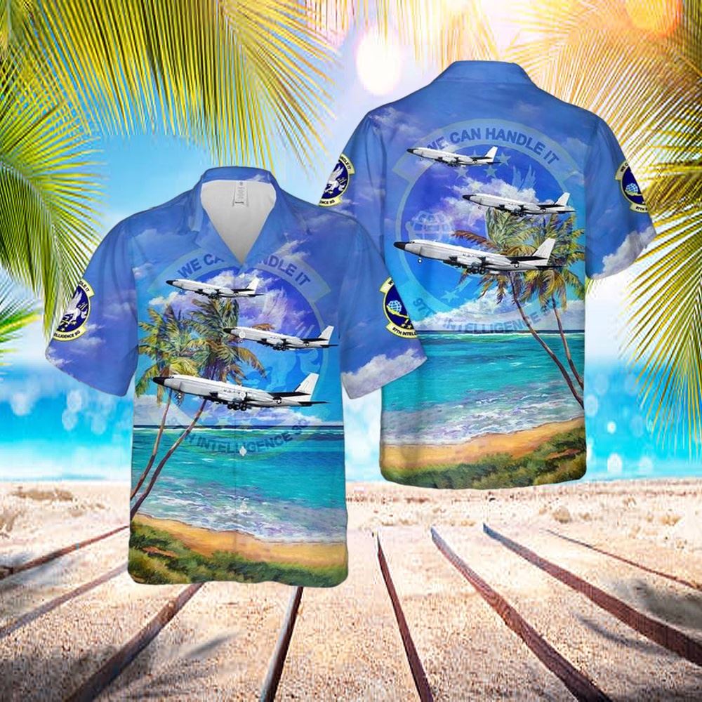 Us Air Force 97th Intelligence Squadron Boeing Rc-135v Rivet Joint Hawaiian Shirt – Hawaiian Outfit For Men