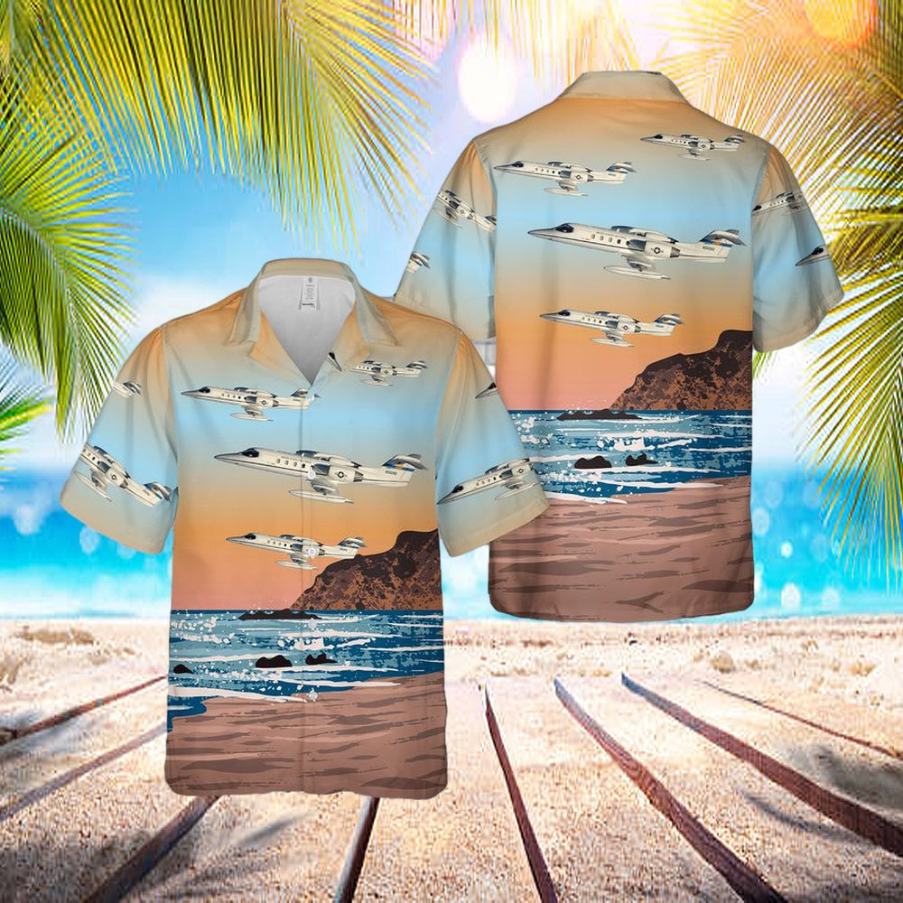 Us Air Force Bombardier Learjet 35 Hawaiian Shirt – Beachwear For Men – Best Hawaiian Shirts
