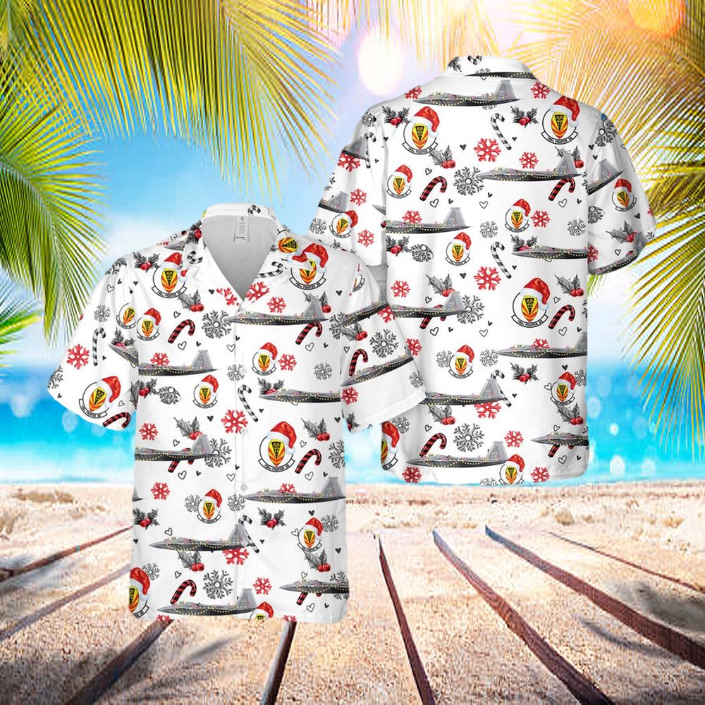 Us Air Force Hawaii Air National Guard 154th Wing 199th Fighter Squadron F22a Raptor Christmas Hawaiian Shirt – Hawaiian Outfit For Men Us Air Force Hawaii Air National Guard 154th Wing 199th Fighter Squadron F22a Raptor Christmas Hawaiian Shirt – Hawaiian Outfit For Men