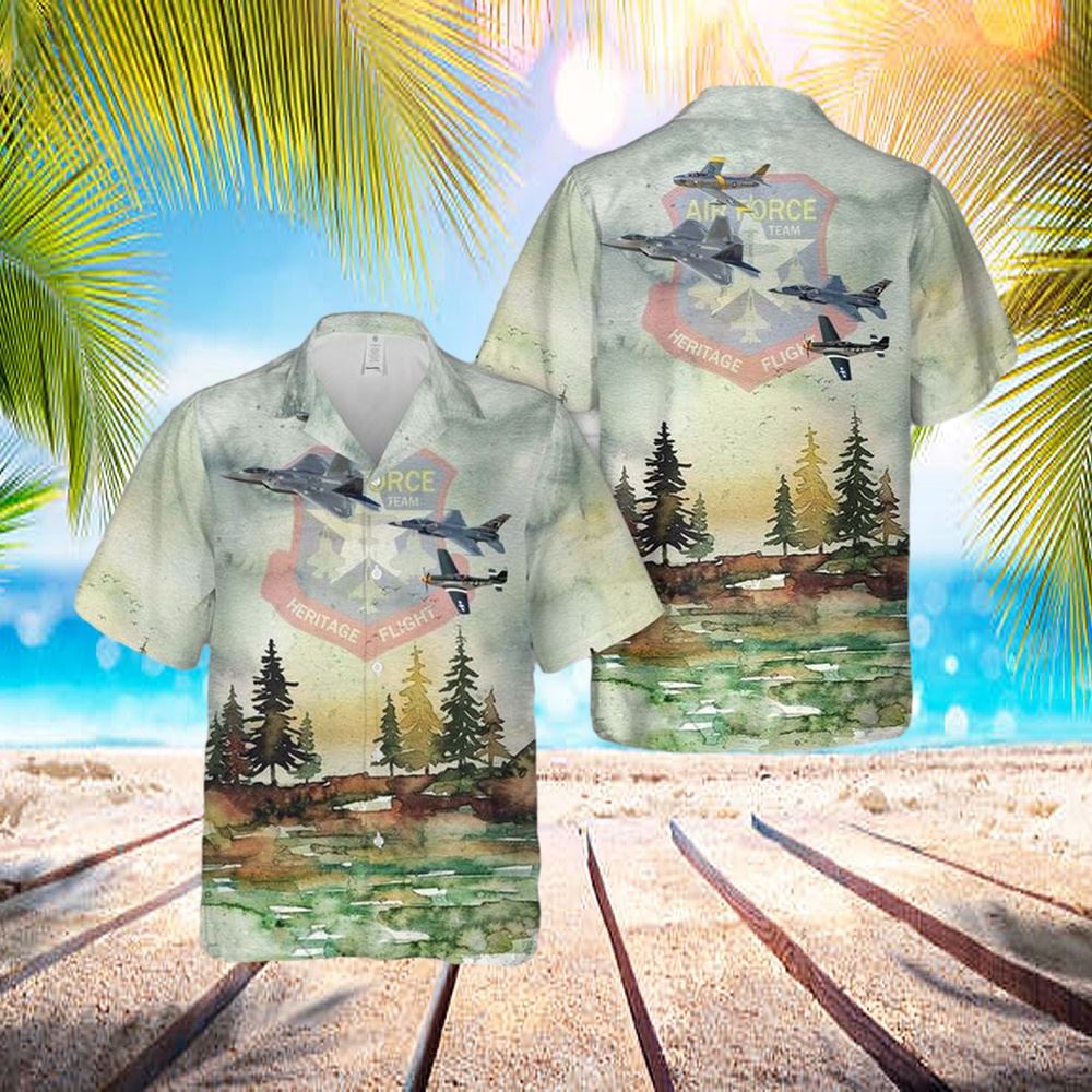 Us Air Force Heritage Flight P-51 F-22 F-35 F-16 A-10 Demo Team Hawaiian Shirt – Hawaiian Outfit For Men Us Air Force Heritage Flight P-51 F-22 F-35 F-16 A-10 Demo Team Hawaiian Shirt – Hawaiian Outfit For Men