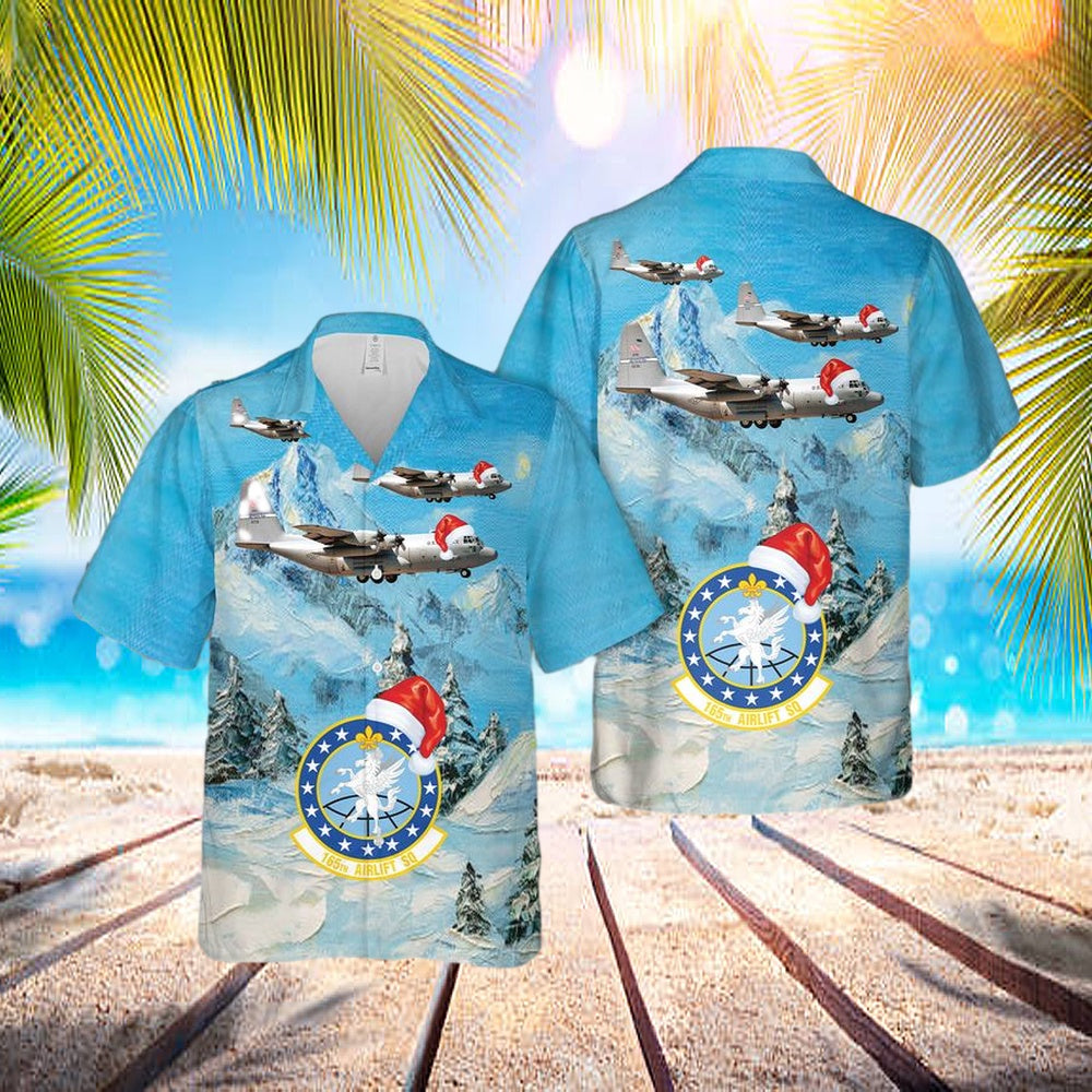 Us Air Force Kentucky Air National Guard 165th Airlift Squadron Lockheed C-130h Hercules Christmas Hawaiian Shirt – Hawaiian Outfit For Men