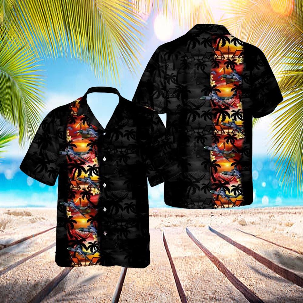 Us Air Force Lockheed C-141 Starlifter Paradise Night Hawaiian Shirt – Hawaiian Outfit For Men