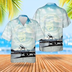 Us Air Force North American F-100c Super Sabre Of 461st Flight Test Squadron Hawaiian Shirt - Mens Hawaiian Shirt - US Air Force Gifts
