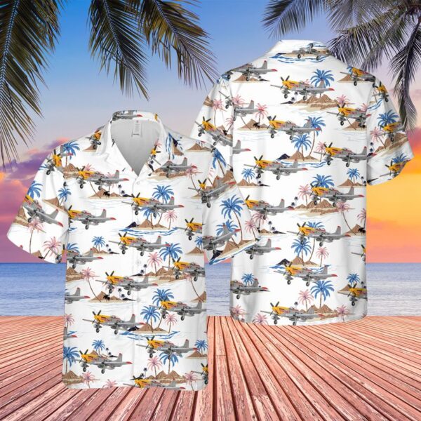 Us Air Force P-51d Mustang Detroit Miss Of The 375th Fighter Squadron Hawaiian Shirt – Beachwear For Men – Best Hawaiian Shirts