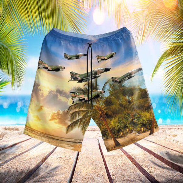 Us Air Force (Usaf) Mcdonnell Douglas F-4c Phantom Ii Hawaiian Short – Beachwear For Men – Best Hawaiian Shirts