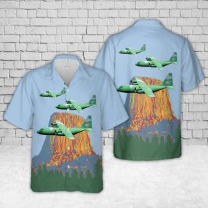 Us Air Force Wyoming Air National Guard 187th Airlift Squadron Lockheed C-130b Hercules 58-0714 Hawaiian Shirt - Mens Hawaiian Shirt - US Air Force Gifts