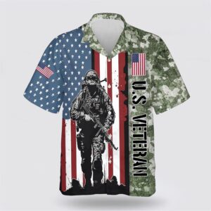 Us Army Veteran American Flag Pattern Hawaiian Shirt - Gift For Military Personnel
