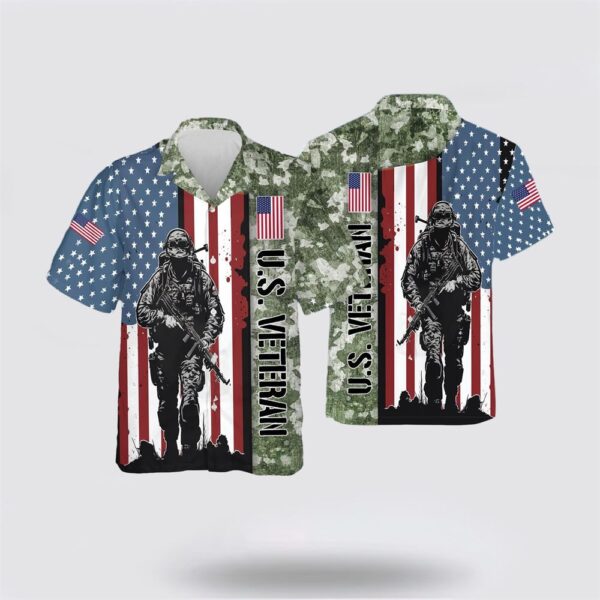 Us Army Veteran American Flag Pattern Hawaiian Shirt – Gift For Military Personnel