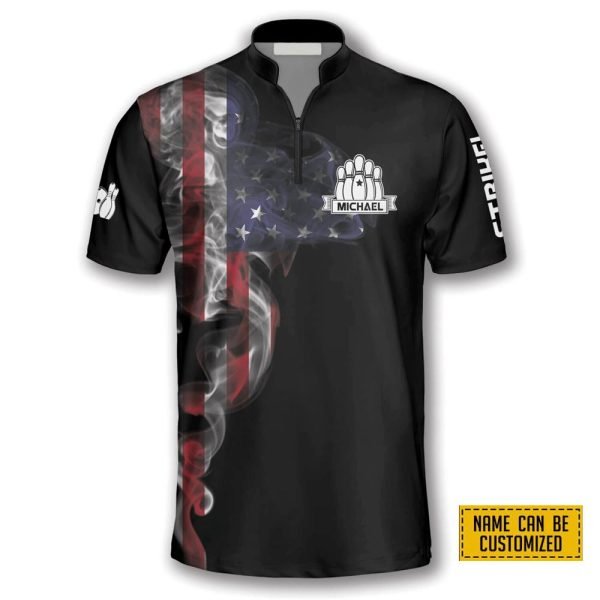 Us Flag Smoke Bowling Personalized Names And Team Jersey Shirt – Gift For Bowling Enthusiasts