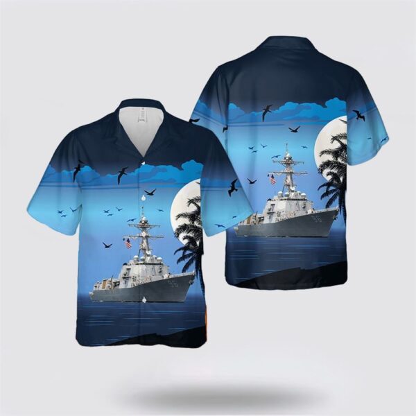 Us Navy USS Bainbridge DDG-96 Destroyer Hawaiian Shirt – Gifts For Navy Soldiers