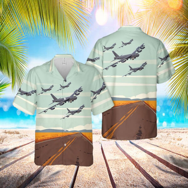Usaf B-52h Stratofortress Flying Over Texas Hawaiian Shirt – Beachwear For Men – Best Hawaiian Shirts