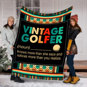 Vintage Golfer Fleece Throw Blanket – Throw Blankets For Couch – Soft And Cozy Blanket