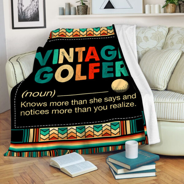 Vintage Golfer Fleece Throw Blanket – Throw Blankets For Couch – Soft And Cozy Blanket