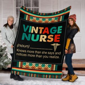 Vintage Nurse Fleece Throw Blanket – Sherpa…