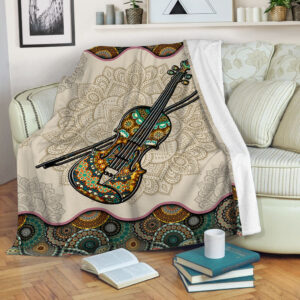 Violin Vintage Mandala Music Bed Blankets - Fleece Throw Blanket - Best Weighted Blanket For Adults