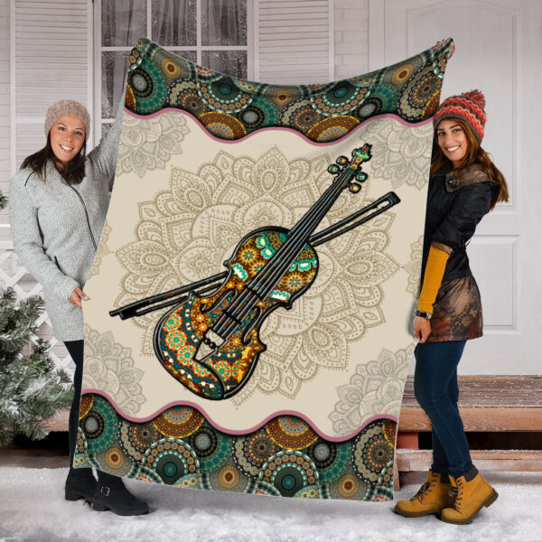 Violin Vintage Mandala Music Bed Blankets – Fleece Throw Blanket – Best Weighted Blanket For Adults