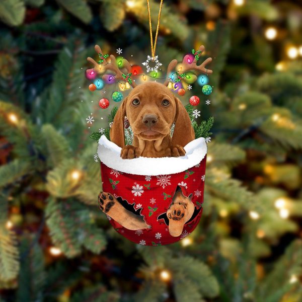 Vizsla In Snow Pocket Christmas Ornament – Flat Acrylic Dog Ornament – Funny Ornament