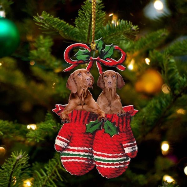 Vizsla Inside Your Gloves Christmas Holiday-Two Sided Christmas Plastic Hanging Ornament