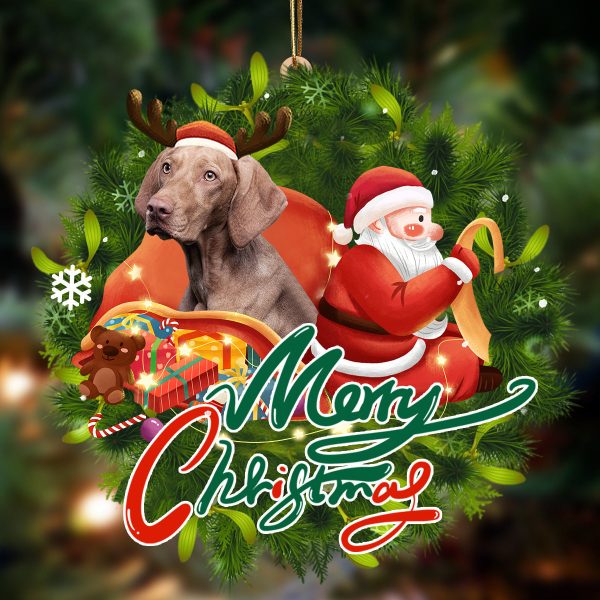 Vizsla Santa & Dog Hanging Christmas Plastic Hanging Ornament – Christmas Decor