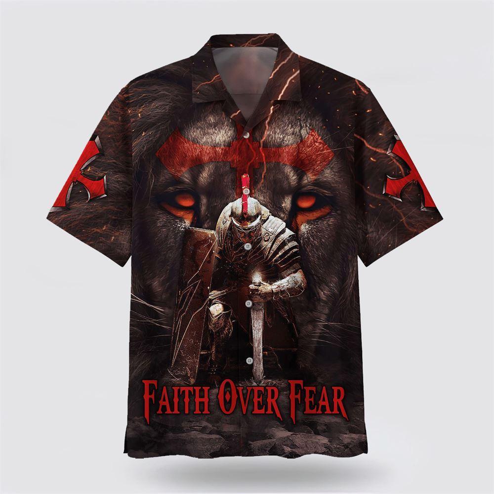 Warrior Of Christ Lion Cross Faith Over Fear Hawaiian Shirts – Gifts For Christian Families Warrior Of Christ Lion Cross Faith Over Fear Hawaiian Shirts – Gifts For Christian Families
