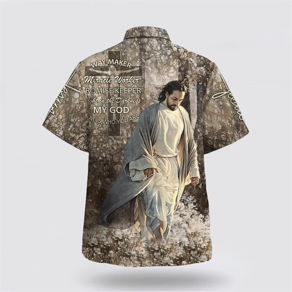 Way Maker Miracle Worke Jesus Walking Through The Fields Hawaiian Shirts – Gifts For Christian Families Way Maker Miracle Worke Jesus Walking Through The Fields Hawaiian Shirts – Gifts For Christian Families