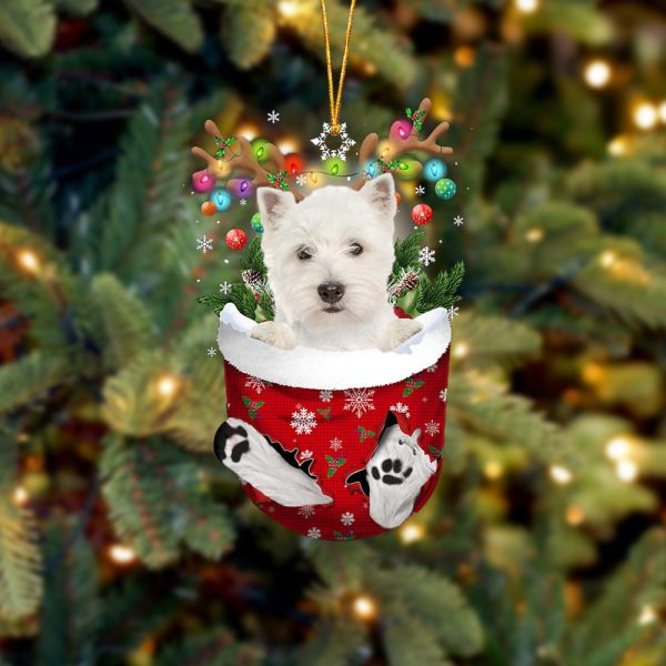 West Highland White Terrier In Snow Pocket Christmas Ornament – Flat Acrylic Dog Ornament