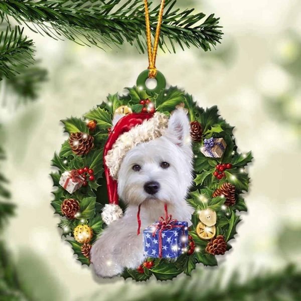 Westie And Christmas Gift For Her Gift For Him Gift For Wesite Lover Christmas Plastic Hanging Ornament