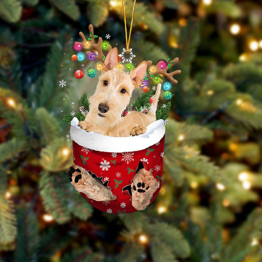 Wheaten Scottish Terrier In Snow Pocket Christmas Ornament – Flat Acrylic Dog Ornament