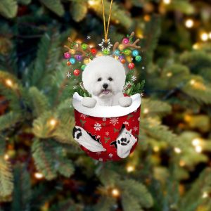 White Bichon Frise In Snow Pocket Christmas…