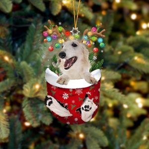 White Borzoi In Snow Pocket Christmas Ornament…