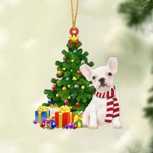 White French Bulldog-Christmas Star Hanging Christmas Plastic…