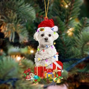 White Maltese-Dog Be Christmas Tree Hanging Christmas…