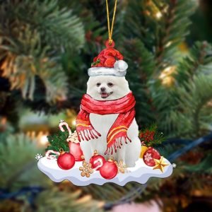 White Pomeranian-Better Christmas Hanging Christmas Plastic Hanging…