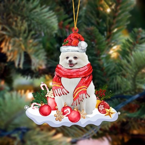 White Pomeranian-Better Christmas Hanging Christmas Plastic Hanging Ornament