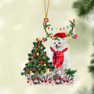 White Pomeranian-Christmas Tree Gift Hanging Christmas Plastic…