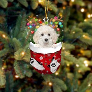 White Toy Poodle In Snow Pocket Christmas…