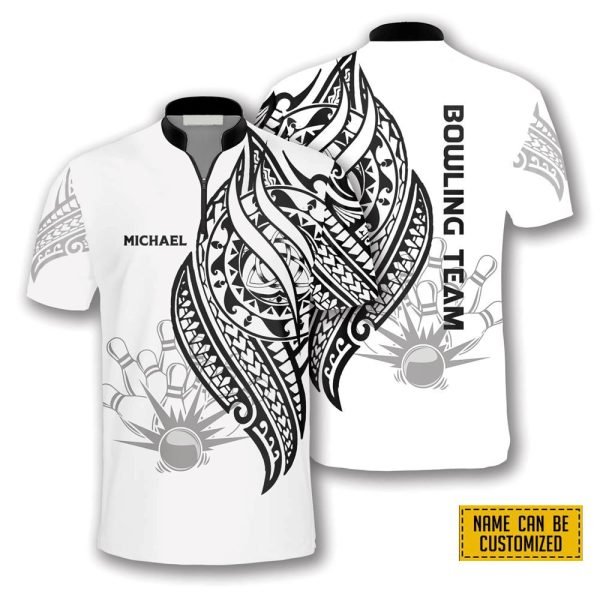 White Tribal Bowling Personalized Names And Team Jersey Shirt – Gift For Bowling Enthusiasts
