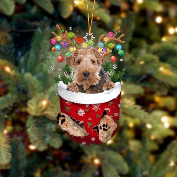Wire Fox Terrier In Snow Pocket Christmas Ornament – Flat Acrylic Dog Ornament – Ornaments Hanging Gift