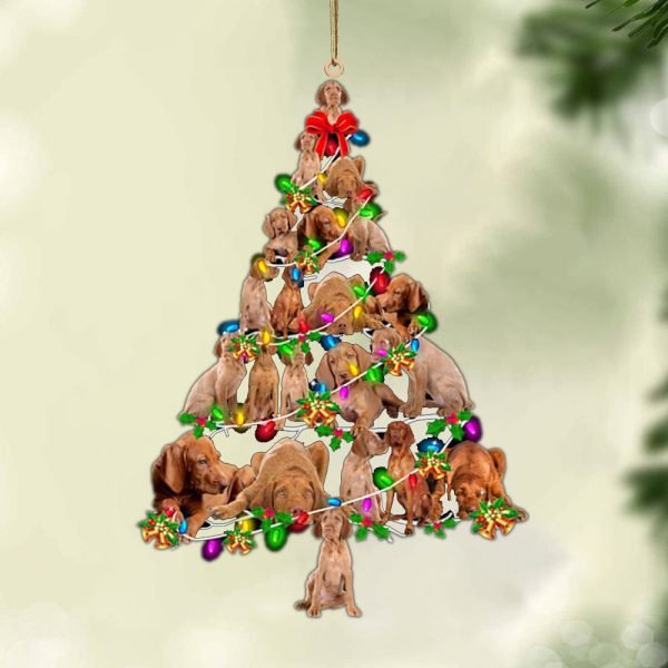 Wire Haired Vizsla-Christmas Tree Lights-Two Sided Christmas Plastic Hanging Ornament – Funny Ornament