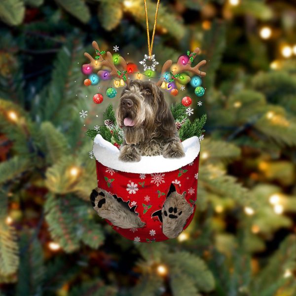 Wirehaired Pointing Griffon In Snow Pocket Christmas Ornament – Flat Acrylic Dog Ornament