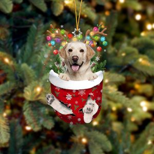 Yellow Labrador In Snow Pocket Christmas Ornament…