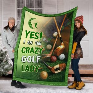 Yes I Am The Crazy Golf Lady Fleece Throw Blanket - Throw Blankets For Couch - Soft And Cozy Blanket