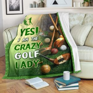 Yes I Am The Crazy Golf Lady Fleece Throw Blanket - Throw Blankets For Couch - Soft And Cozy Blanket