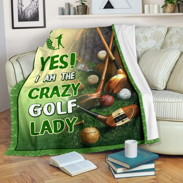 Yes I Am The Crazy Golf Lady Fleece Throw Blanket – Throw Blankets For Couch – Soft And Cozy Blanket