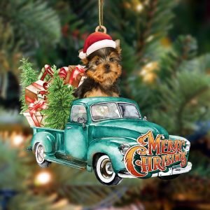 Yorkshire Terrier-Green Truck Hanging Christmas Plastic Hanging…