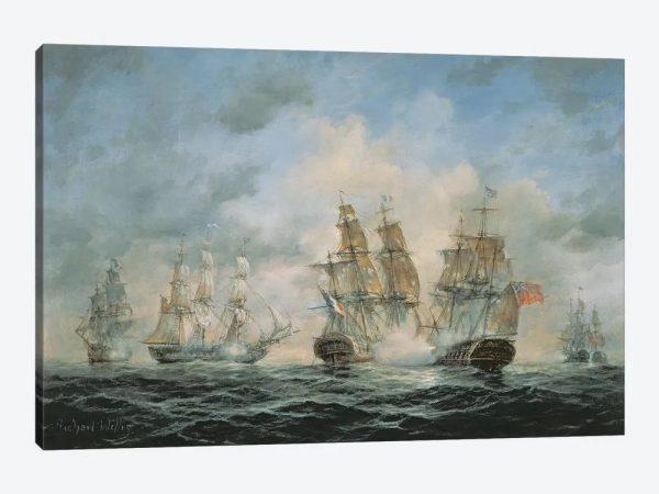 19th Century Naval Engagement in Home Waters US Navy Canvas Wall Art – Gift For Military Personnel